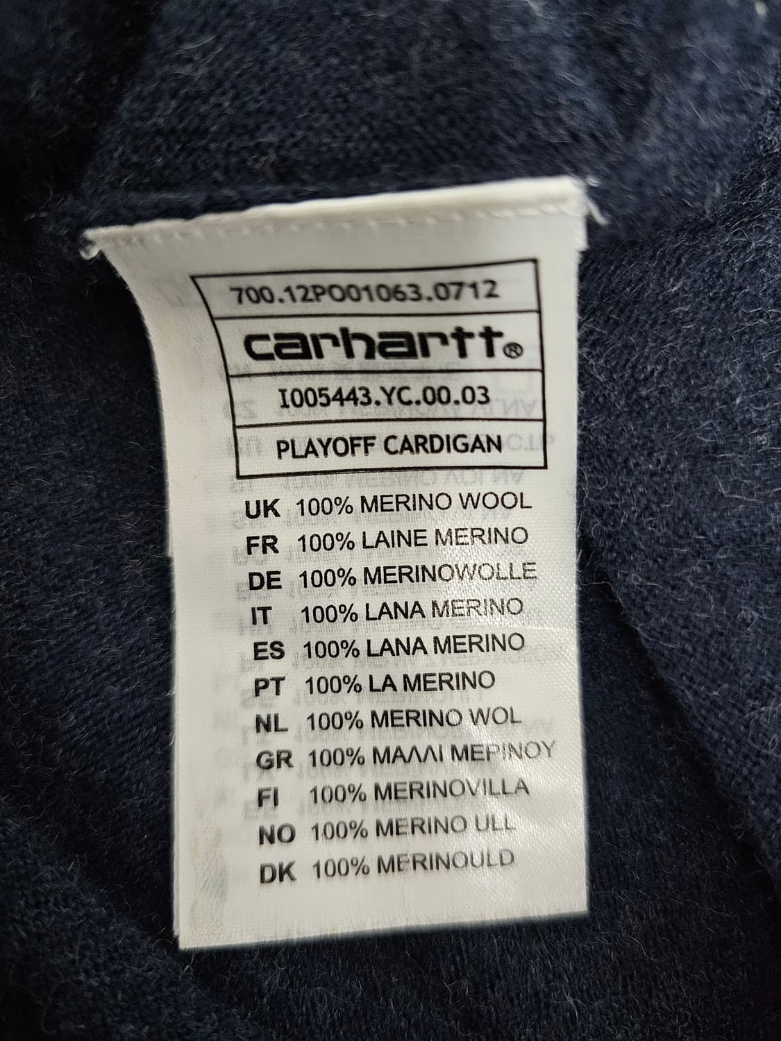 칼하트 플레이오프 메리노 울가디건 S 상품이미지4