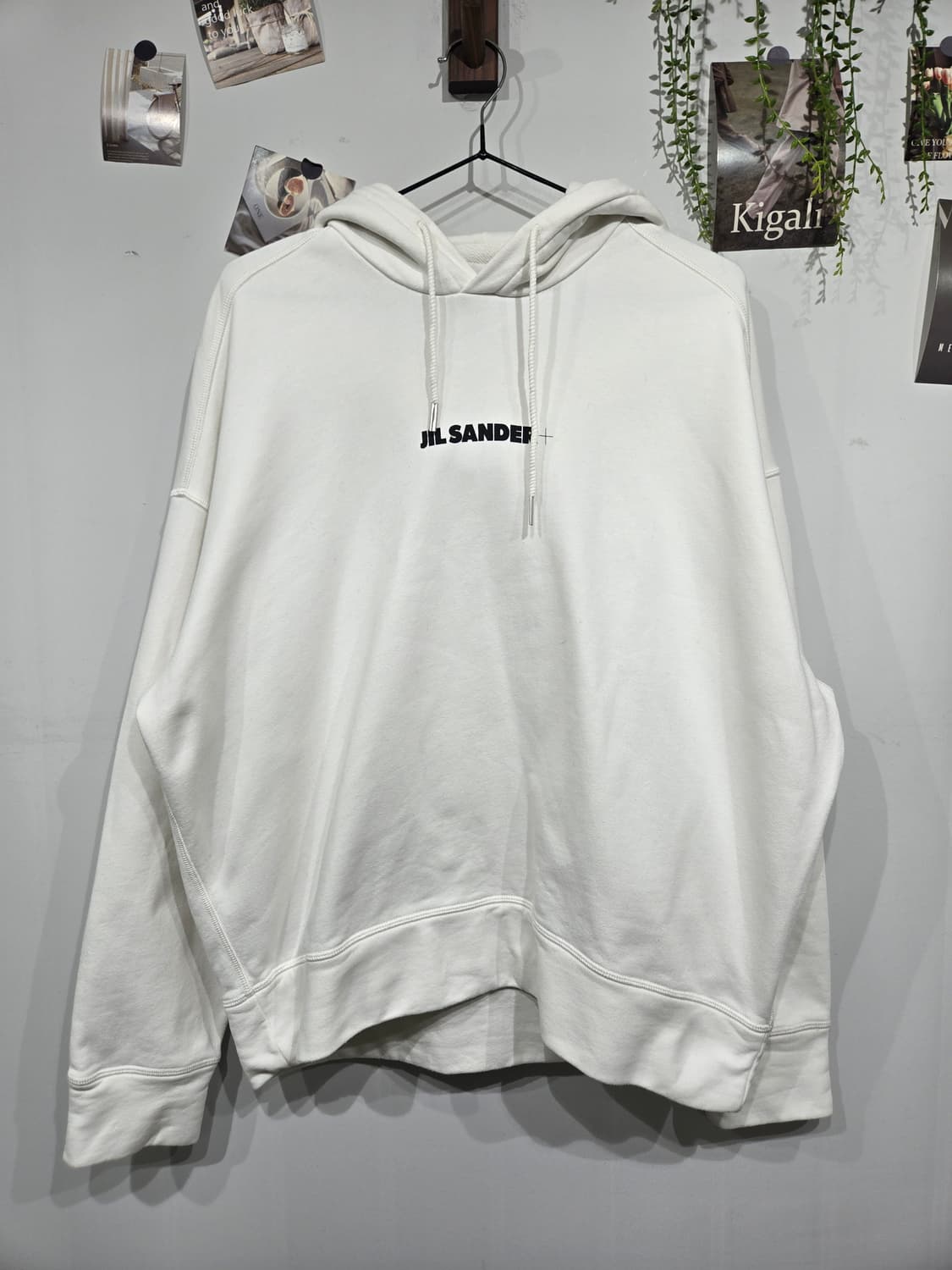 질샌더 화이트 로고 후드티 상품이미지3