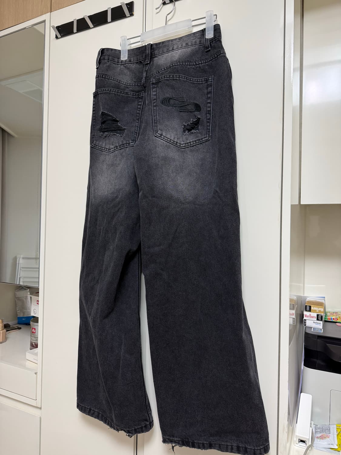 밀로 데미지 와이드 진 스톤 블랙 S 상품이미지3