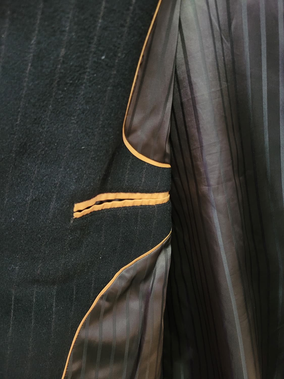 PARKLAND 파크랜드 블랙 스트라이프 롱 코트 모직 캐시미어 상품이미지5