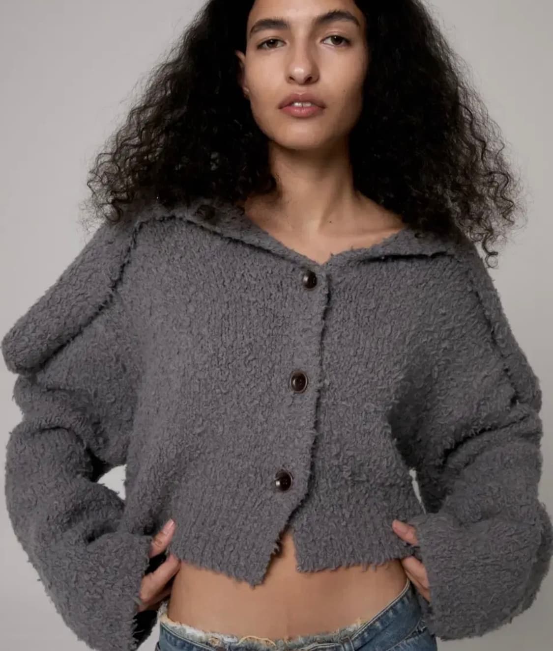 (새제품) 더포르타 WOOL BLENDED SAILOR 가디건 그레이 상품이미지1