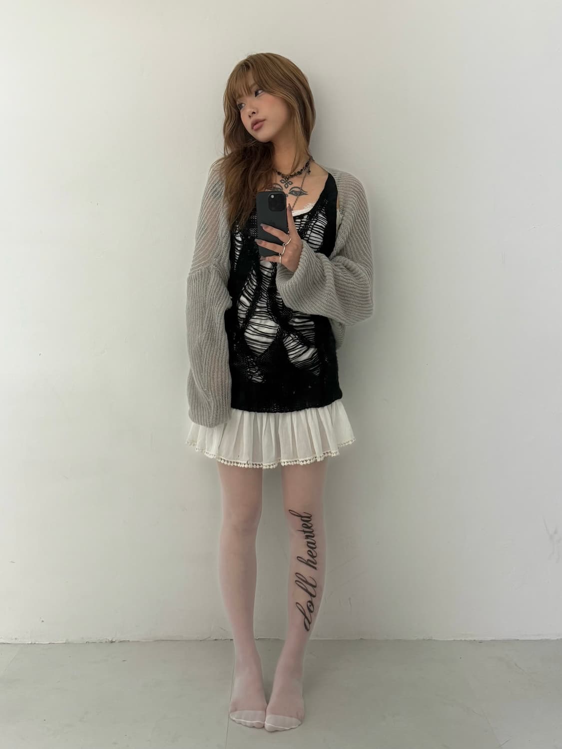 블랙 크로쉐 슬리브리스 상품이미지2