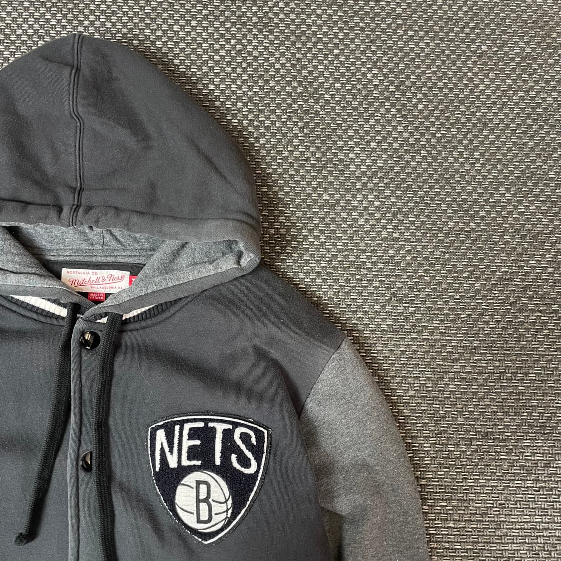 미첼엔드네스 브루클린넷츠 그레이 후드 바시티 자켓 M 상품이미지7