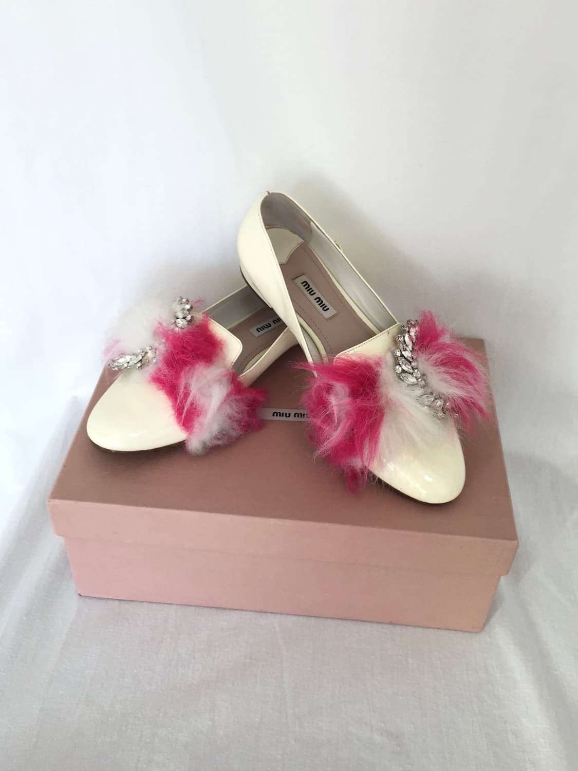 Miu Miu Padent Leather Furry Ballet Shoe 상품이미지2