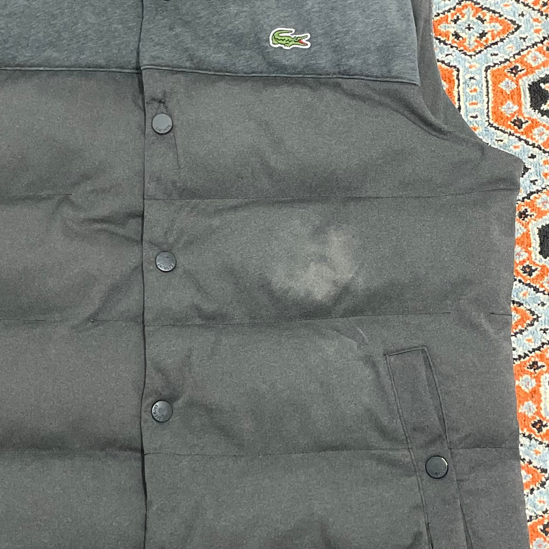 라코스테 그레이 면 버튼 패딩조끼 48 남성M 상품이미지3
