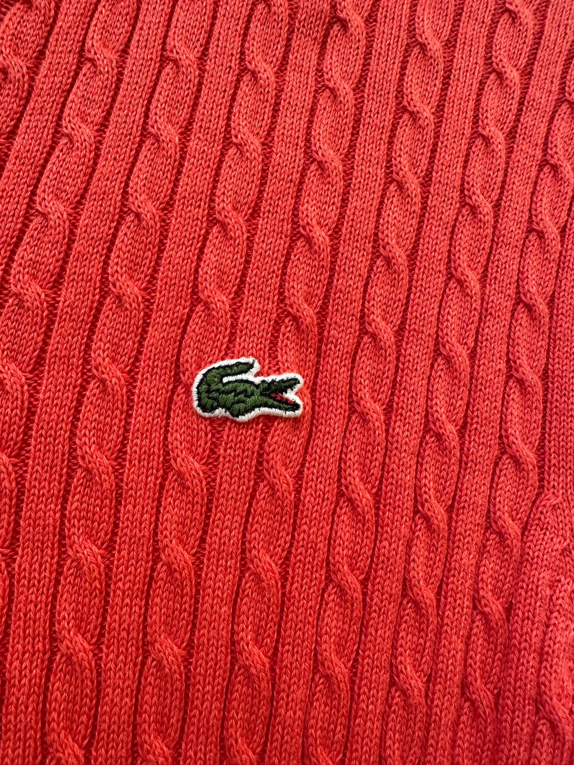 라코스테 케이블 니트 가디건 레드 상품이미지4