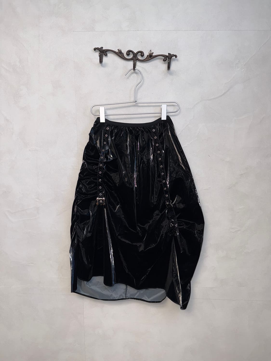 Black pvc belted shirring balloon sk 상품이미지1
