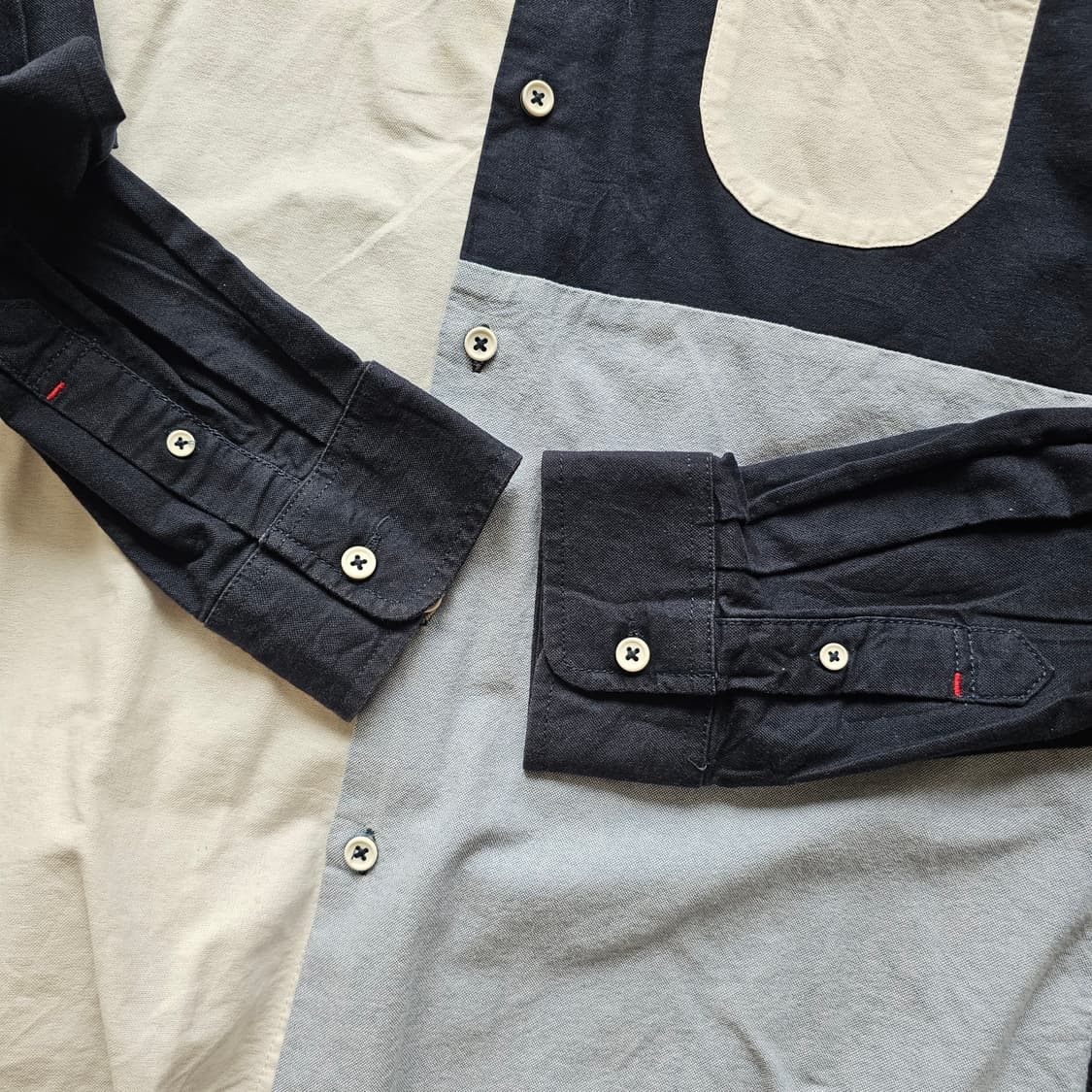 L .Transland 배색 긴팔 포켓 셔츠 남자 간절기 M 95 100 상품이미지5