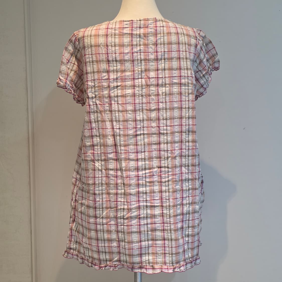 핑크라떼갸루st 체크 레이스리본셔링 레이어드원피스 상품이미지3