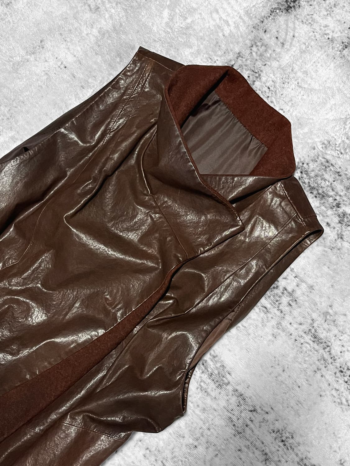 vintage leather long vest  상품이미지3