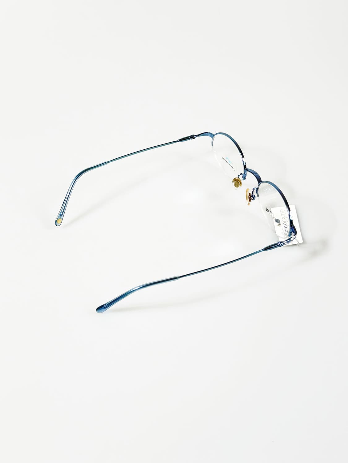 SEMONEMO 블루 메탈 티타늄 오벌 반무테 빈티지 안경 상품이미지4