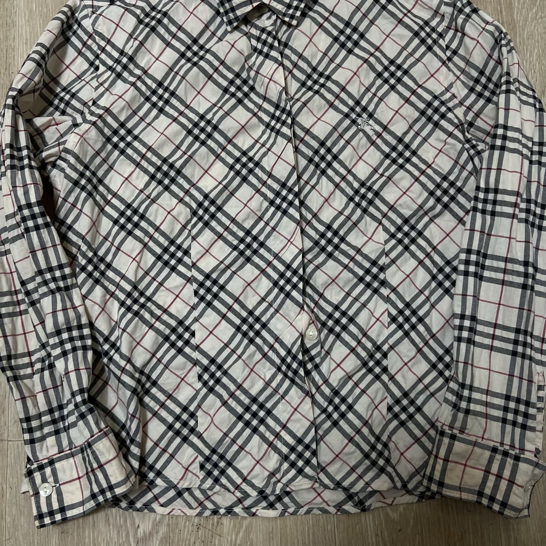 버버리 런던 기마로고 노바체크 체크셔츠 S/90  상품이미지4