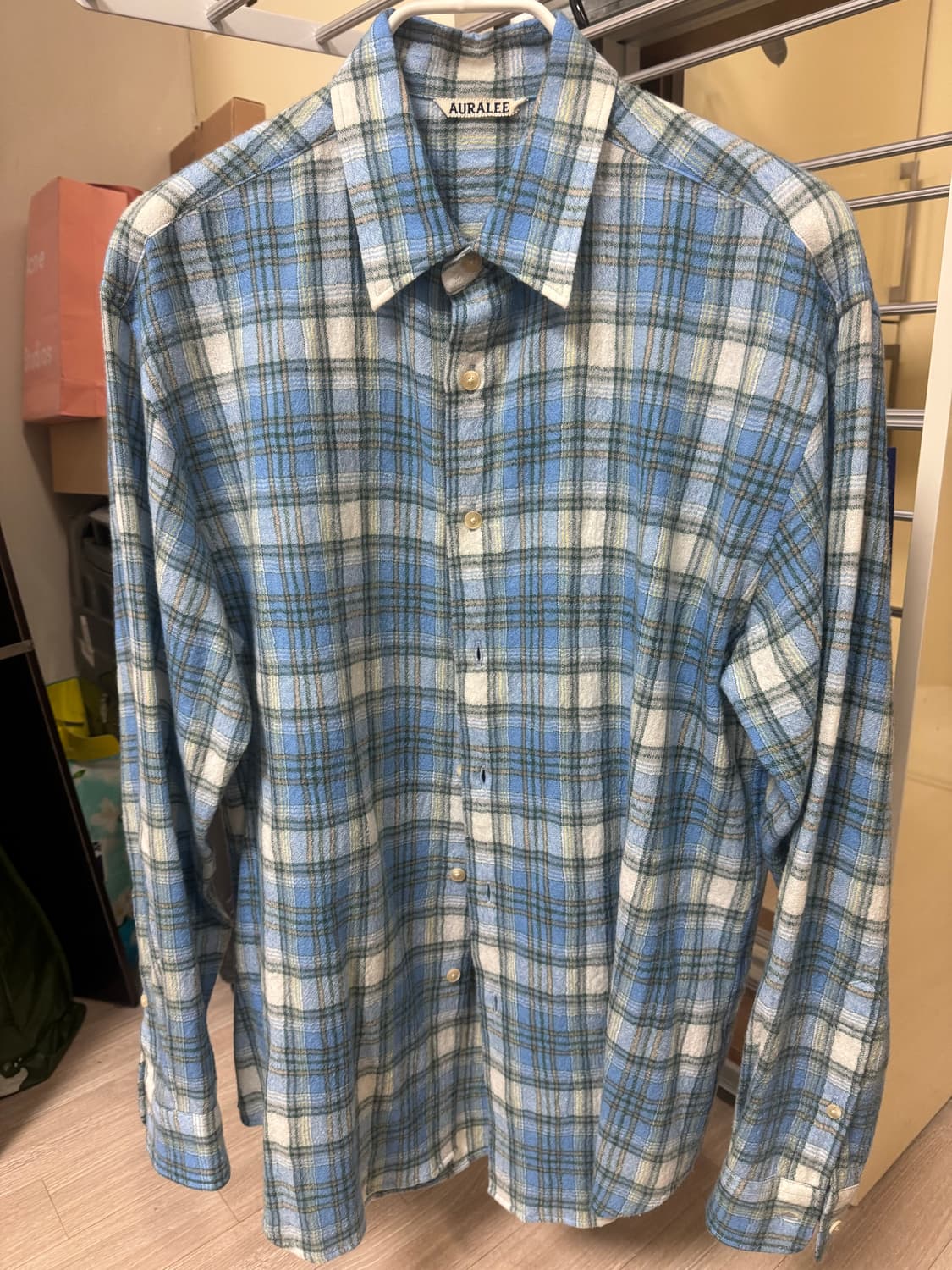 오라리 에어리 울 체크셔츠 블루 - 3Size 상품이미지1