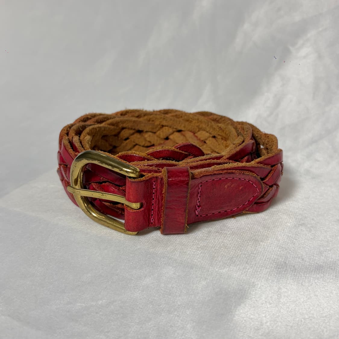레드 브레이디드 레더 벨트 상품이미지2