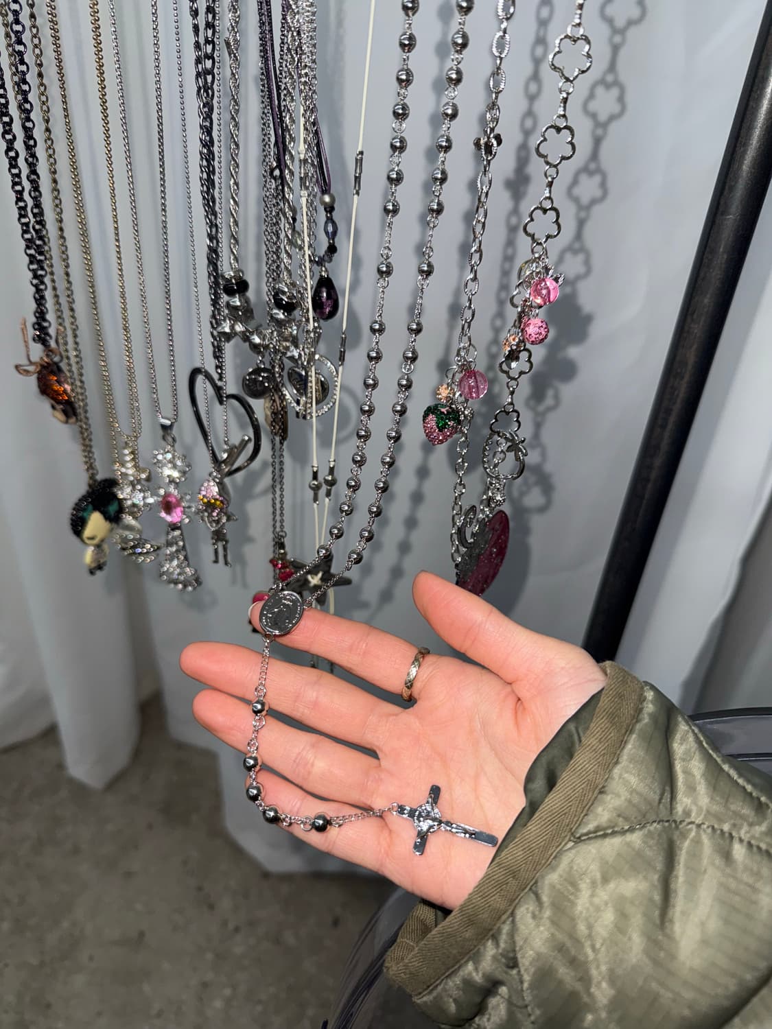 실버 볼 로자리오 네크리스 상품이미지5