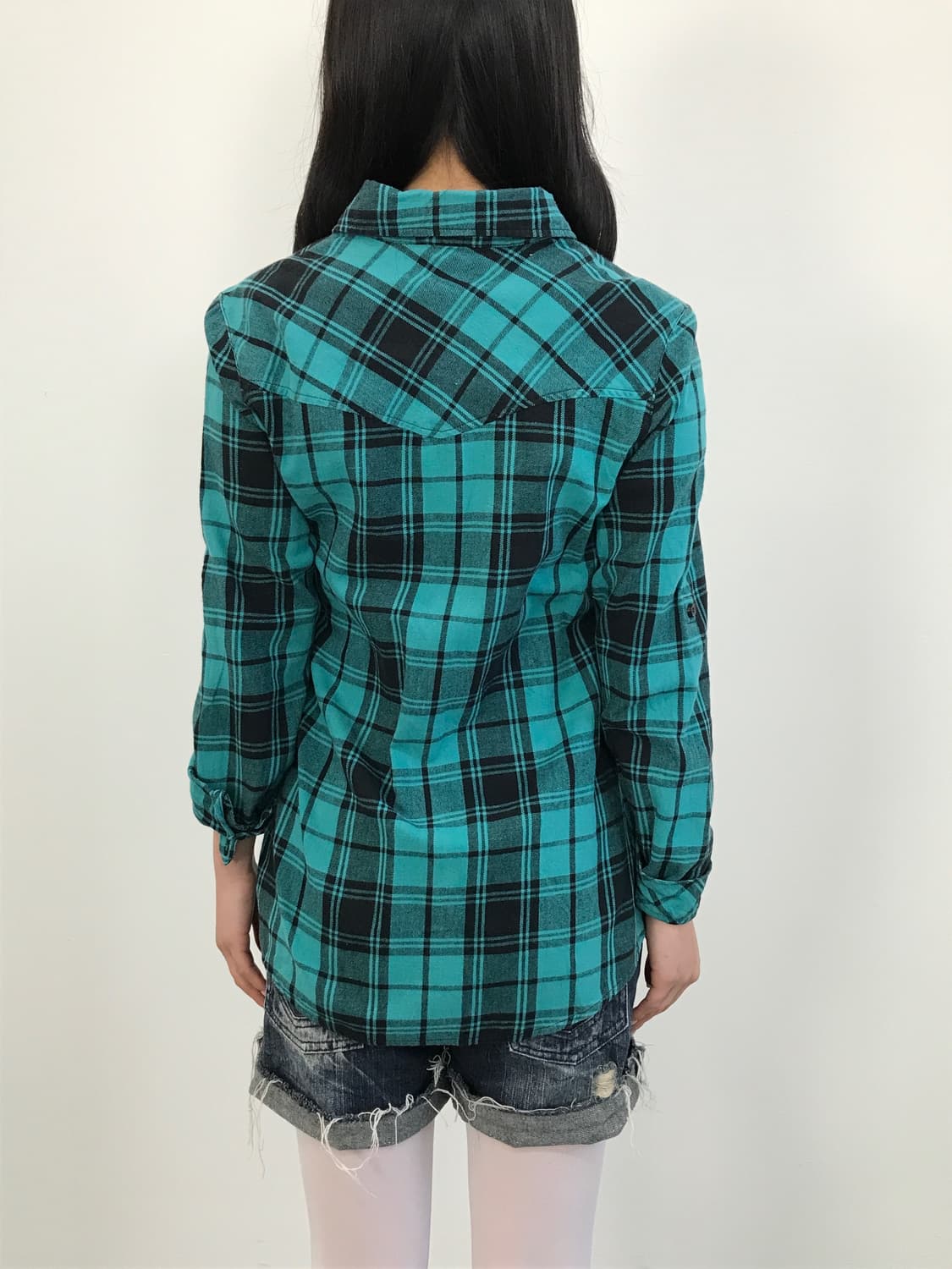 Jpn Y2k Mint & Black Checked Shirts  상품이미지3