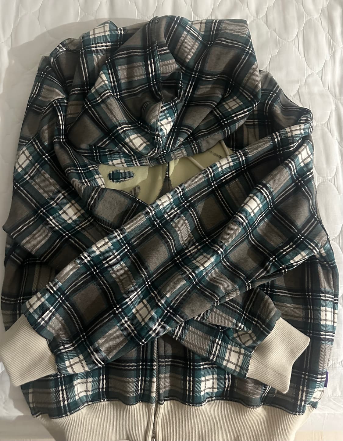 후드후드 에일리언 후드 집업 체크 그린 상품이미지1