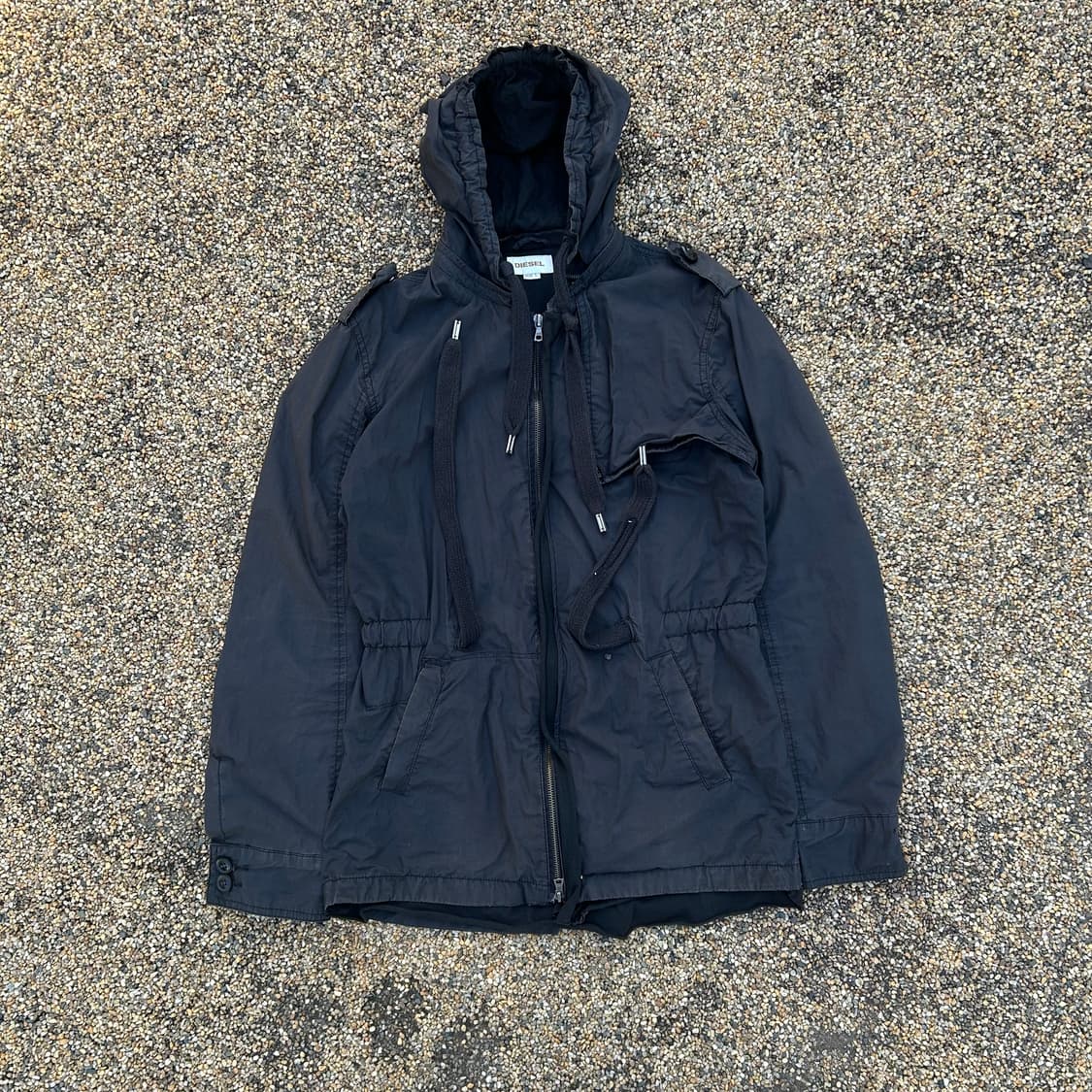 디젤(DIESEL) 블랙 후드 바람막이 자켓 상품이미지1