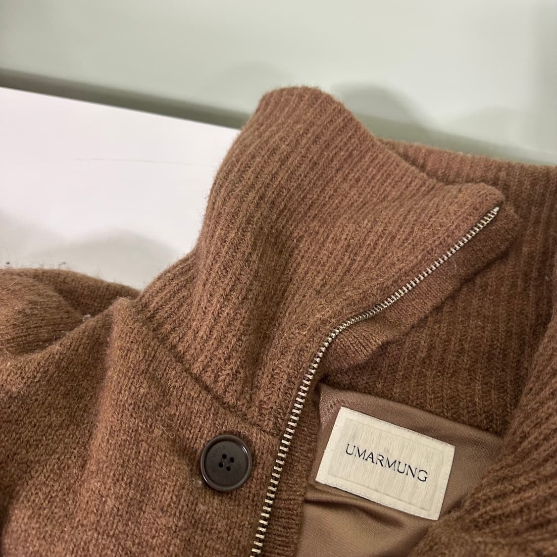 L 우마뭉 브라운 셔틀랜드니트 윙카라 푸퍼패딩 상품이미지7