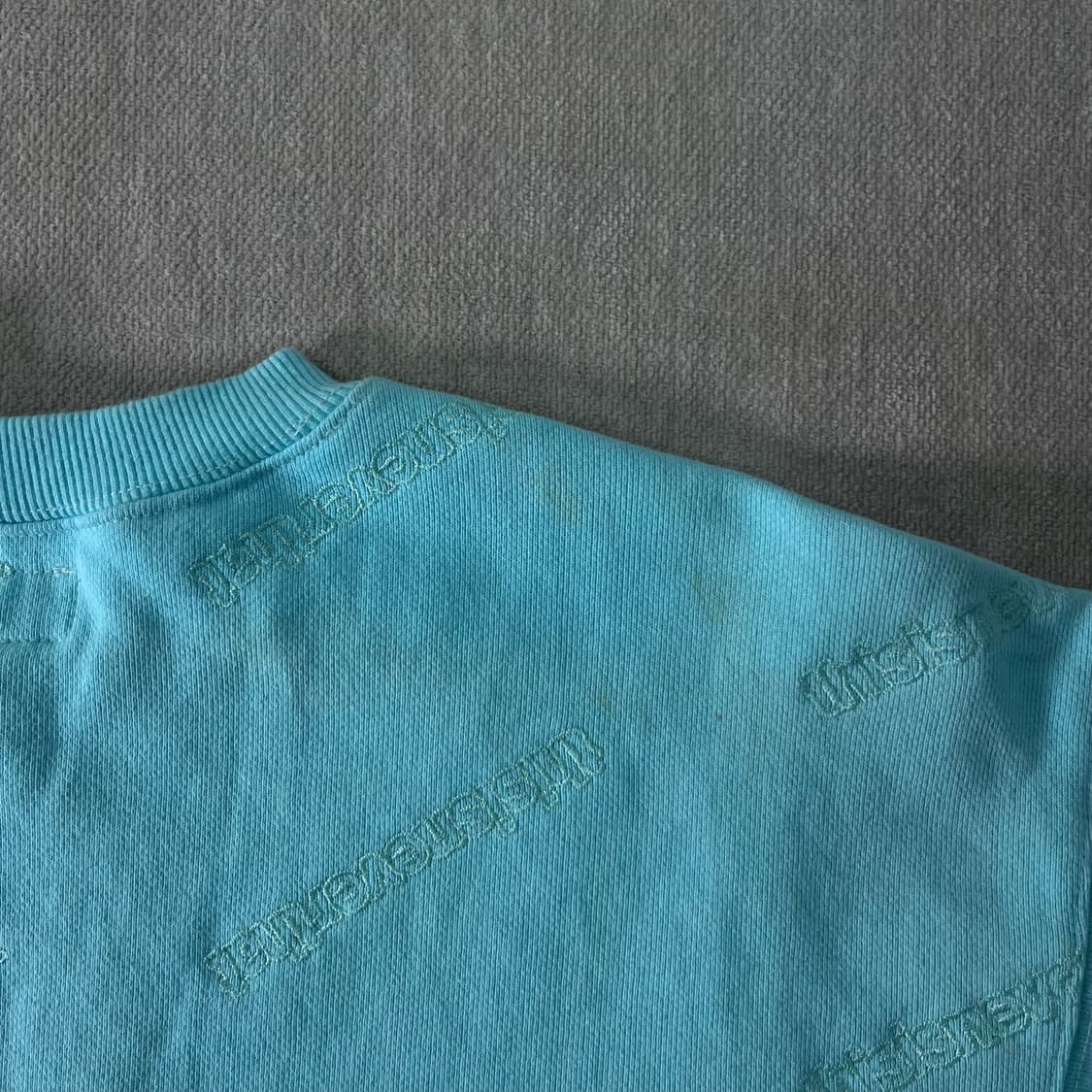 100 디스이즈네버뎃 자수로고 화이트 스카이 맨투맨 상품이미지5