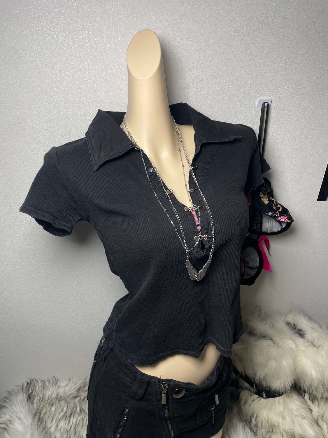 빈티지 후크 골지 반팔 카라티 상품이미지1