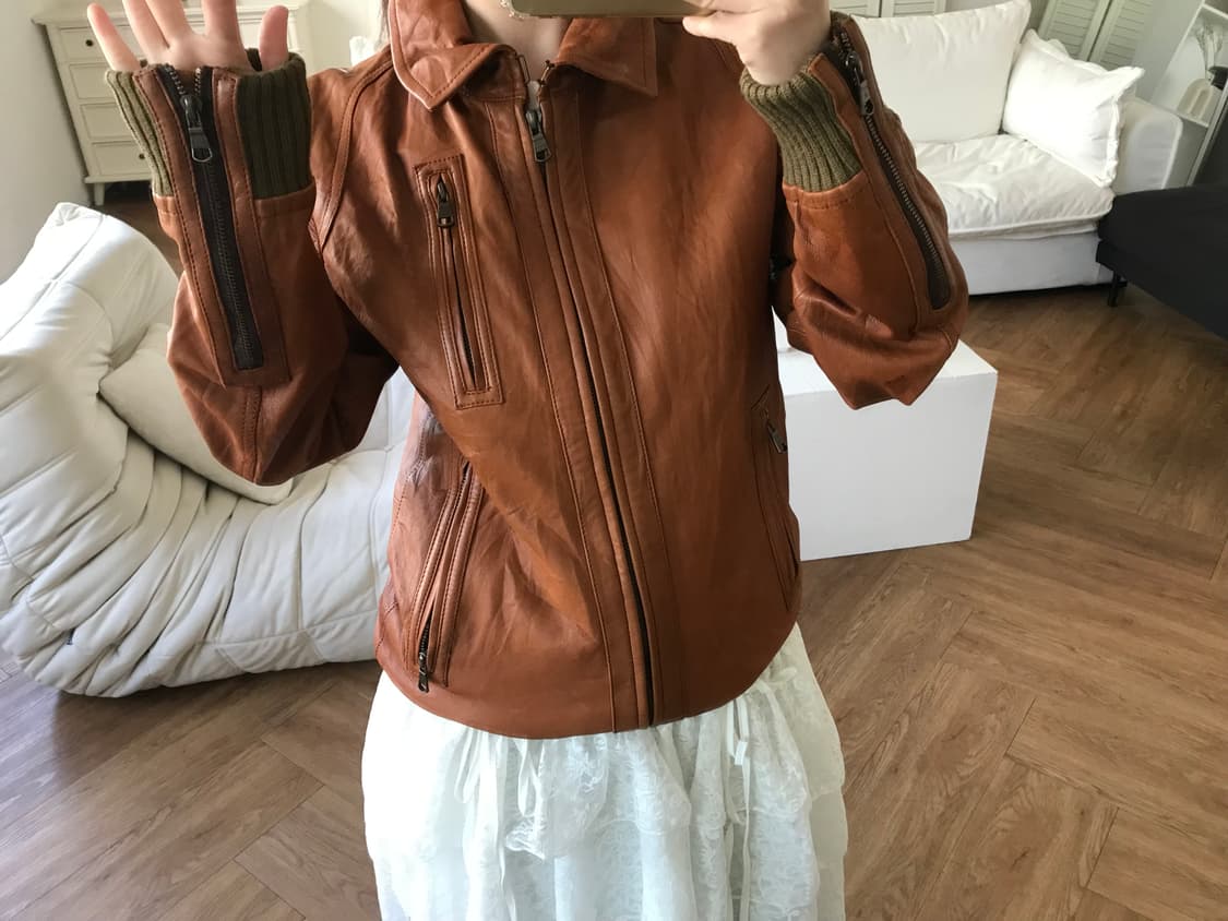 vintage brown sheepskin leather jacket 상품이미지5