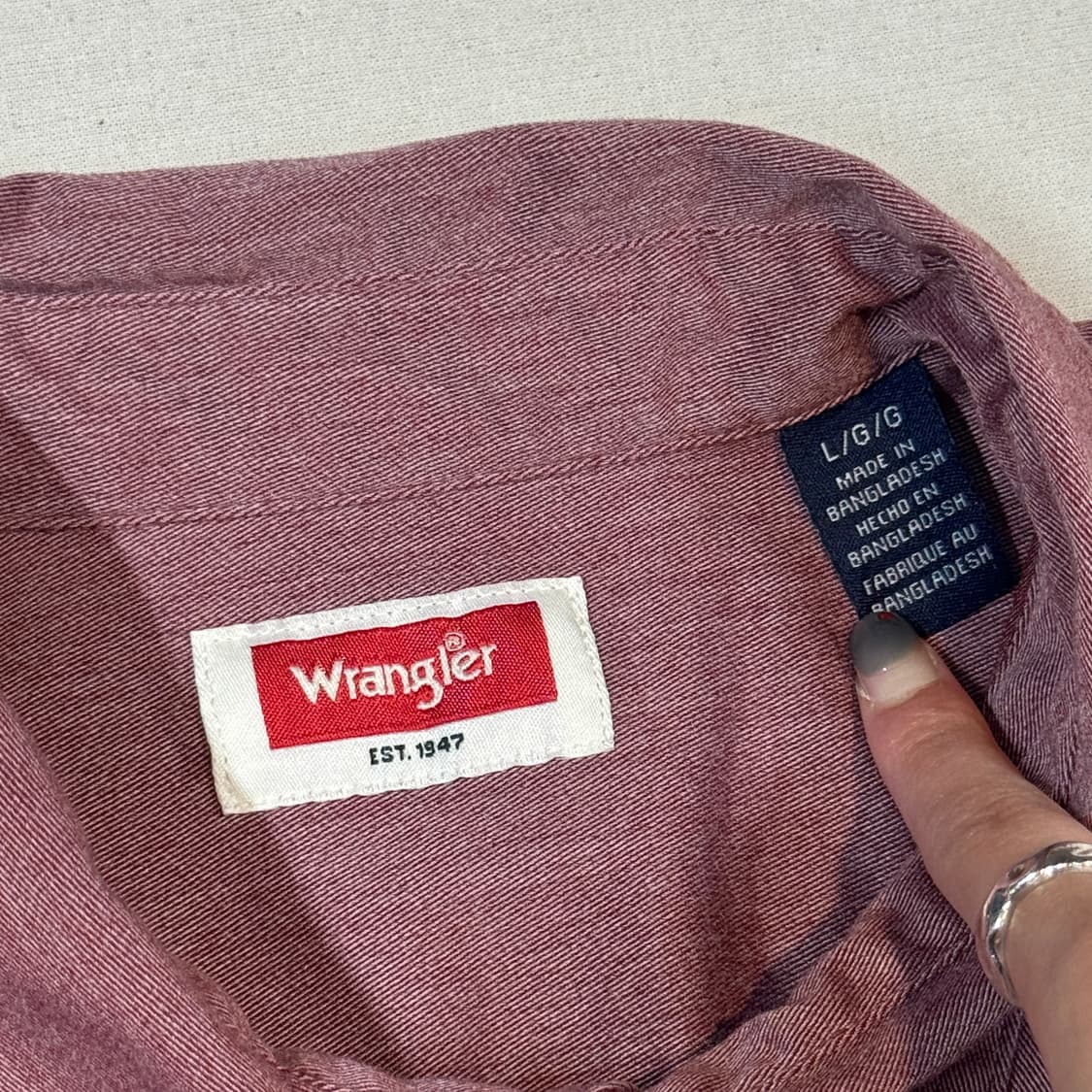 L) Wrangler 랭글러 투포켓 워크웨어 코튼 셔츠 핑크 상품이미지6