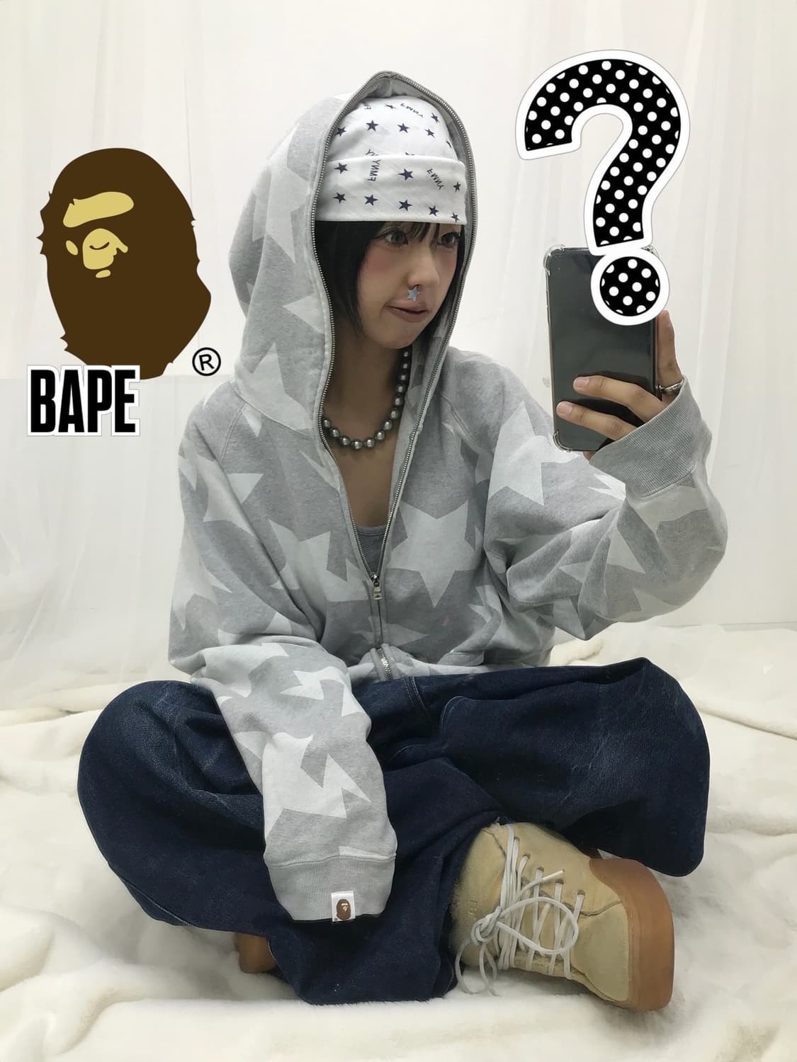 베이프 스타패턴 투웨이 후드집업 ( 레ㅔㅔㅔ어 ) 상품이미지1