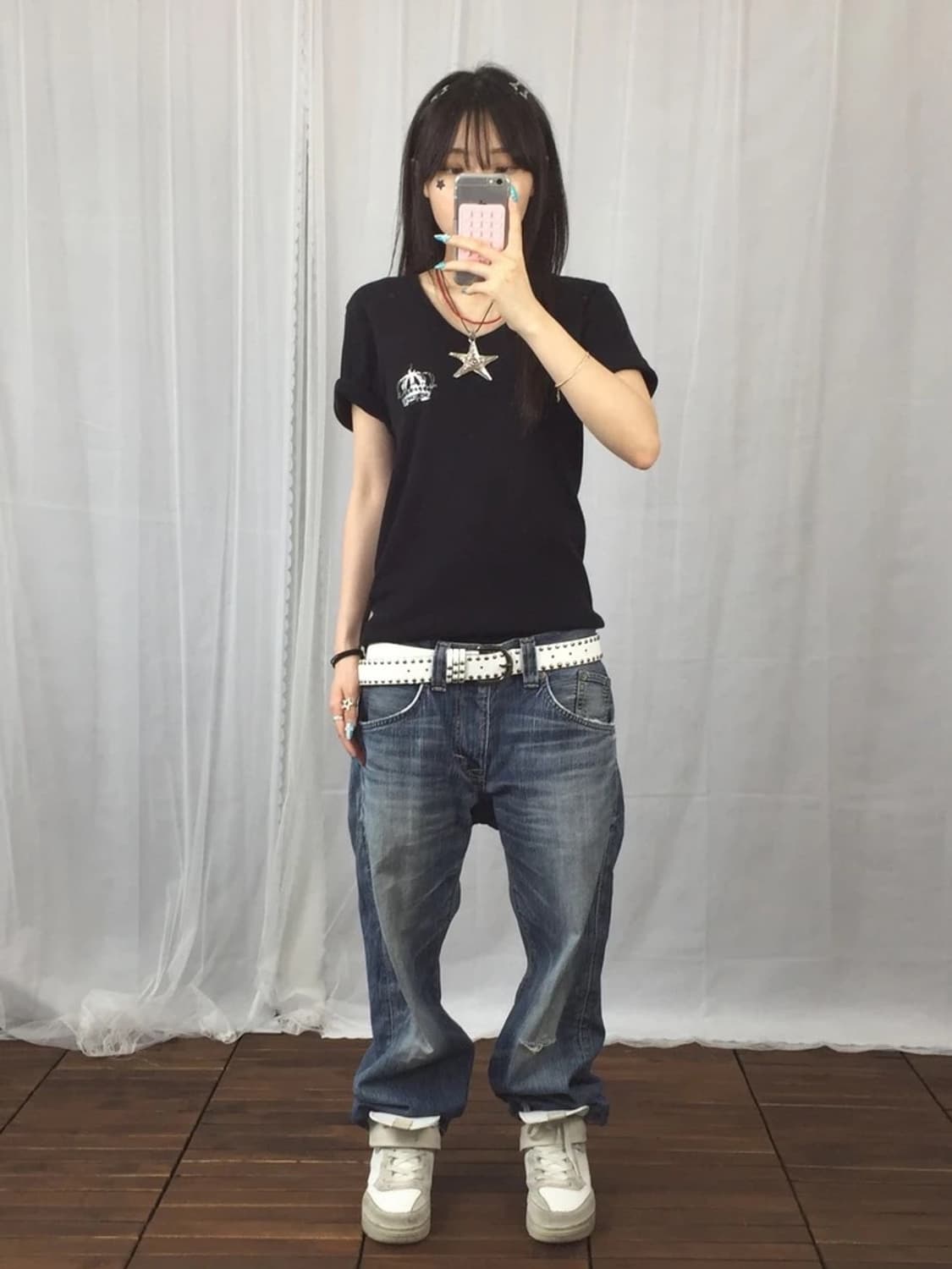 JPN Y2K Gothic V Neck Graphic Tee 상품이미지3