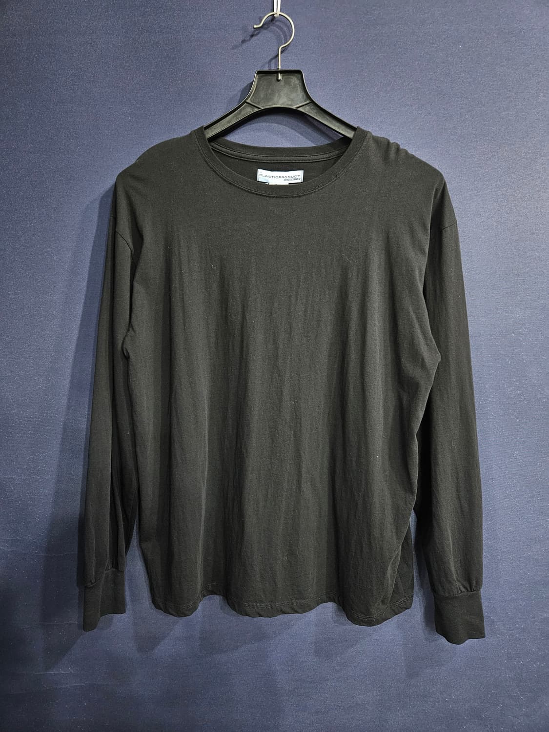 플라스틱 프로덕트 프린팅 블랙 남성 오버핏 90~95 긴팔티셔츠  상품이미지1