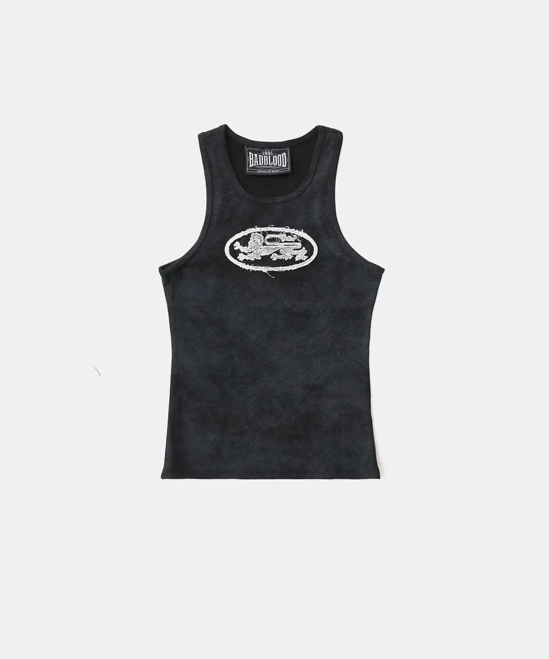 배드블러드 라이온 패치 탱크 - 워시드블랙 상품이미지1