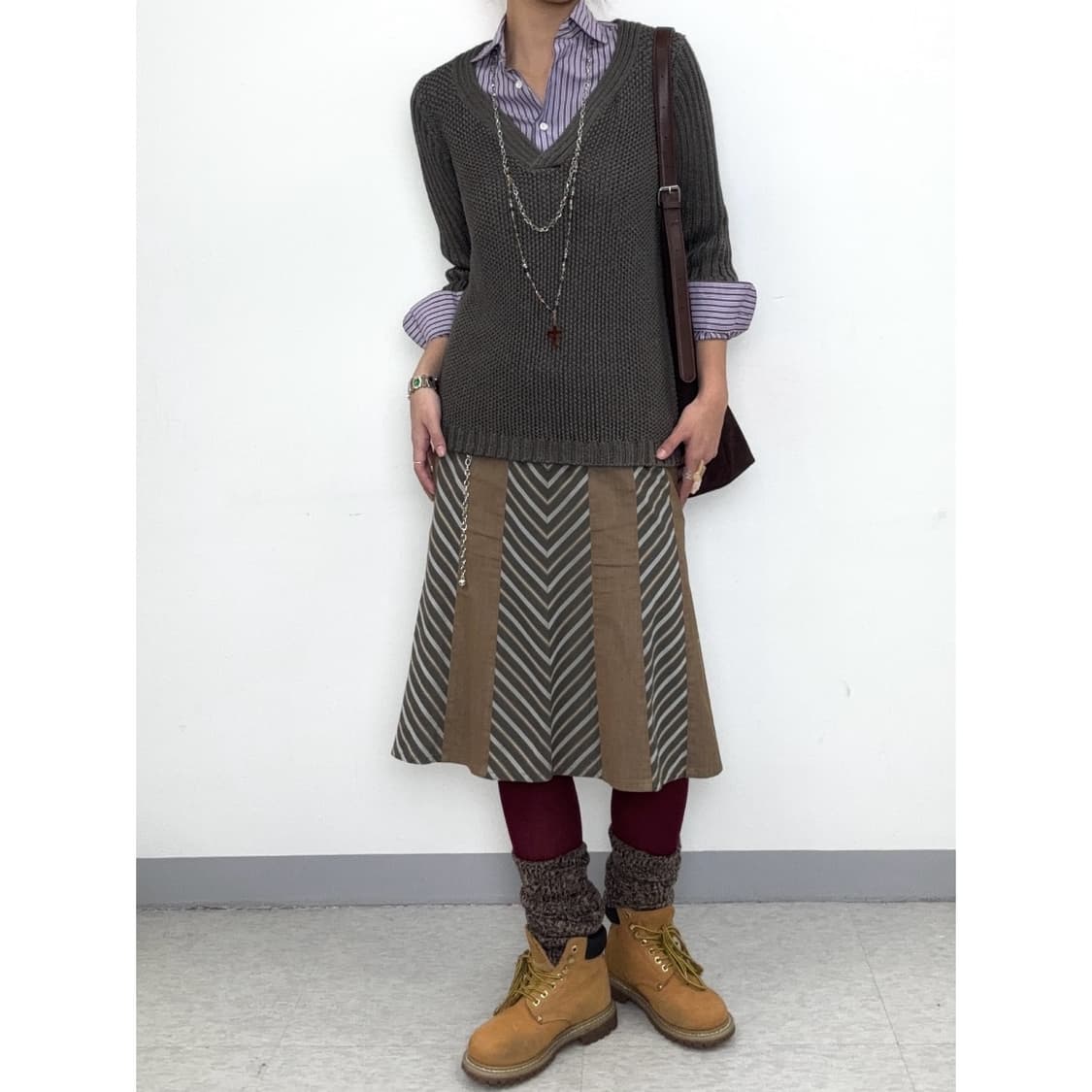 빈티지 브라운 스커트 상품이미지2