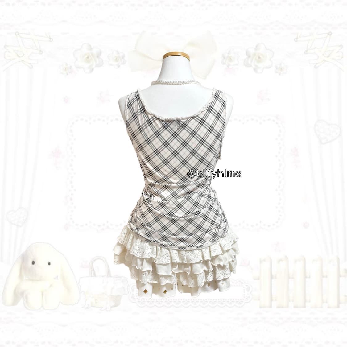 Burberry 버버리 노바체크핑크 프릴 슬리브리스 버버리핑크버버리나시 상품이미지4