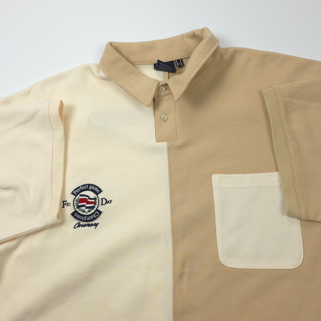 로맨틱크라운 하프패턴 반팔 카라티 베이지 (XL) 상품이미지3