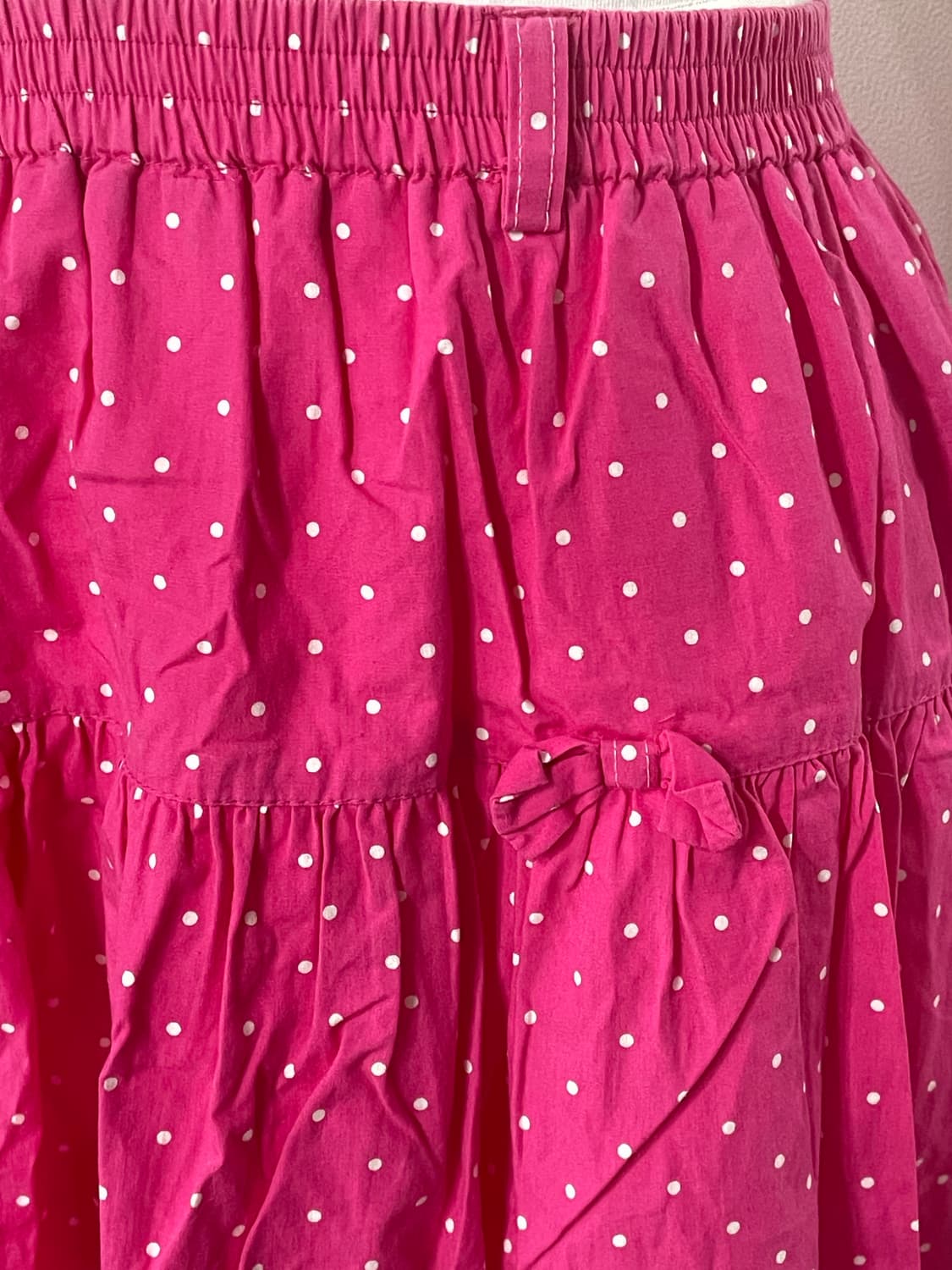 일빈 핫핑크 도트 리본 미디스커트 키치 갸루 치마 상품이미지2