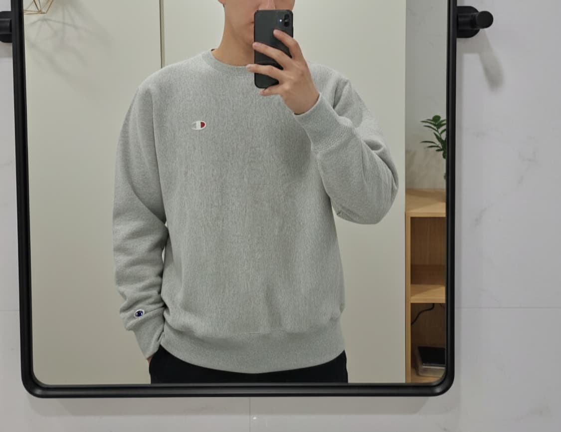 [M]<챔피온 리버스위브> 그레이 맨투맨 상품이미지1