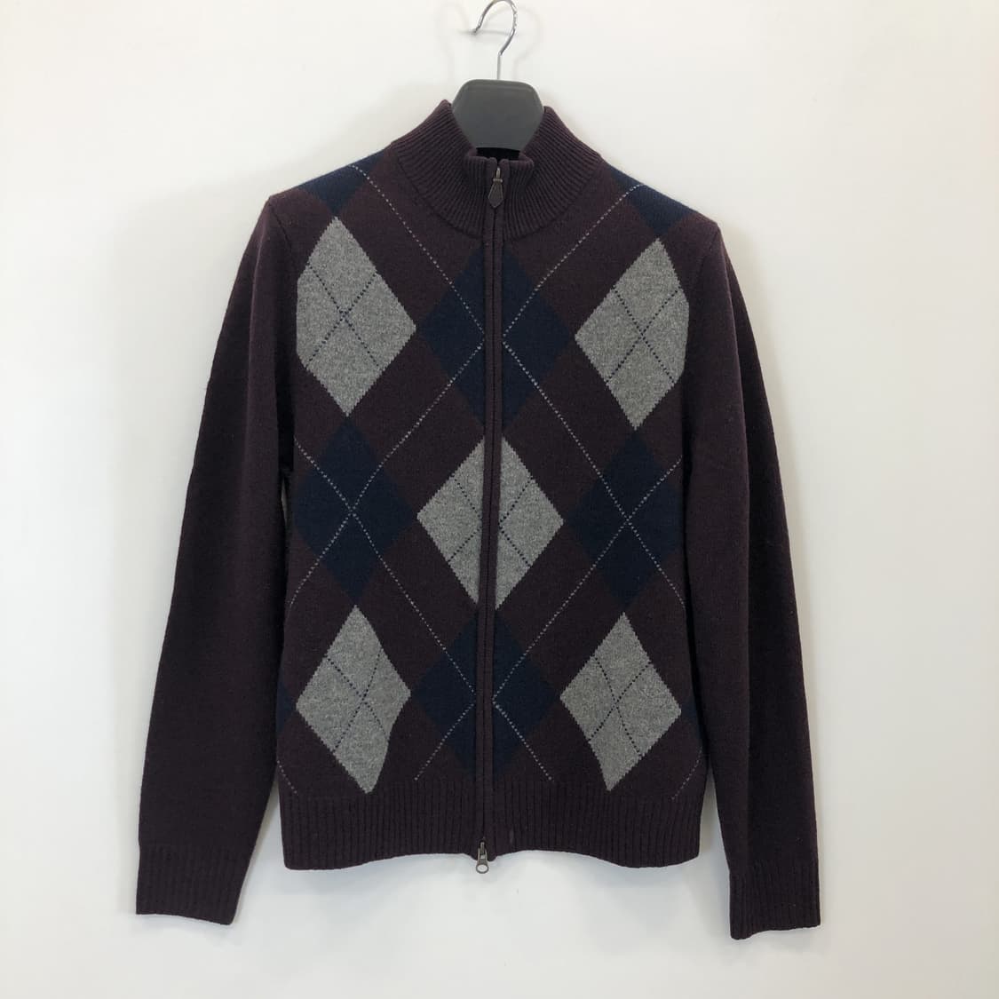 브룩스브라더스 모 100% 아가일 니트집업 S  상품이미지1