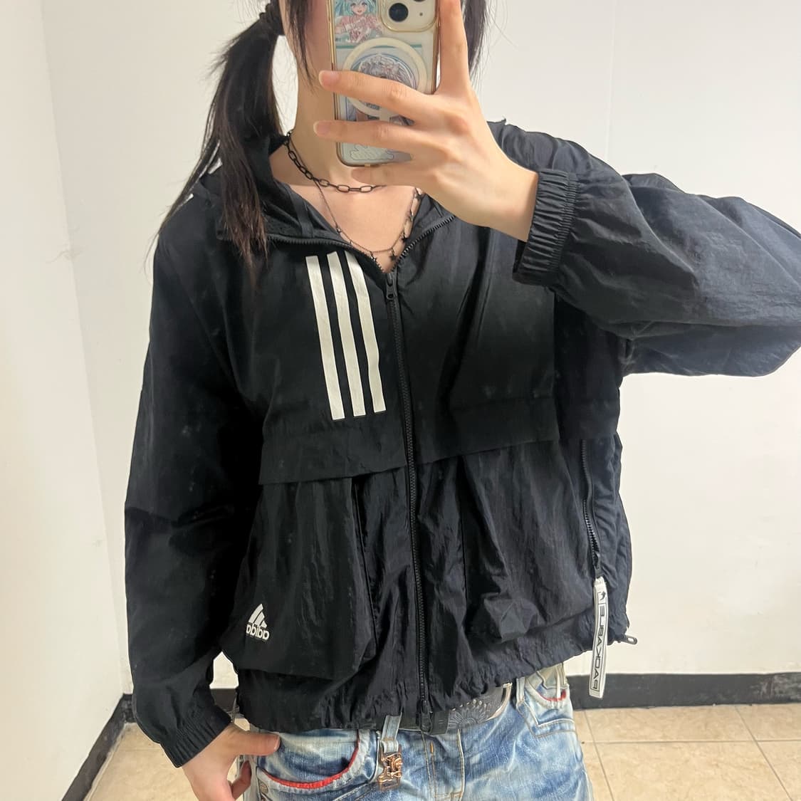 Adidas Black Windbreaker 상품이미지2