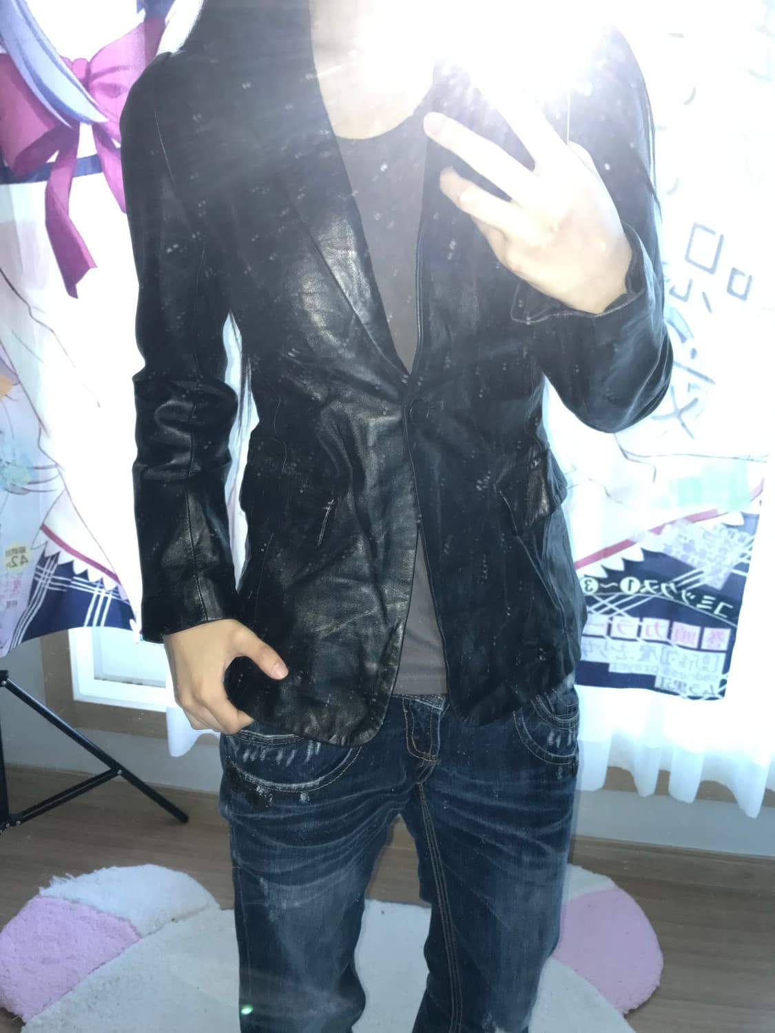 램스킨 슬림핏 레더 블레이저 상품이미지2