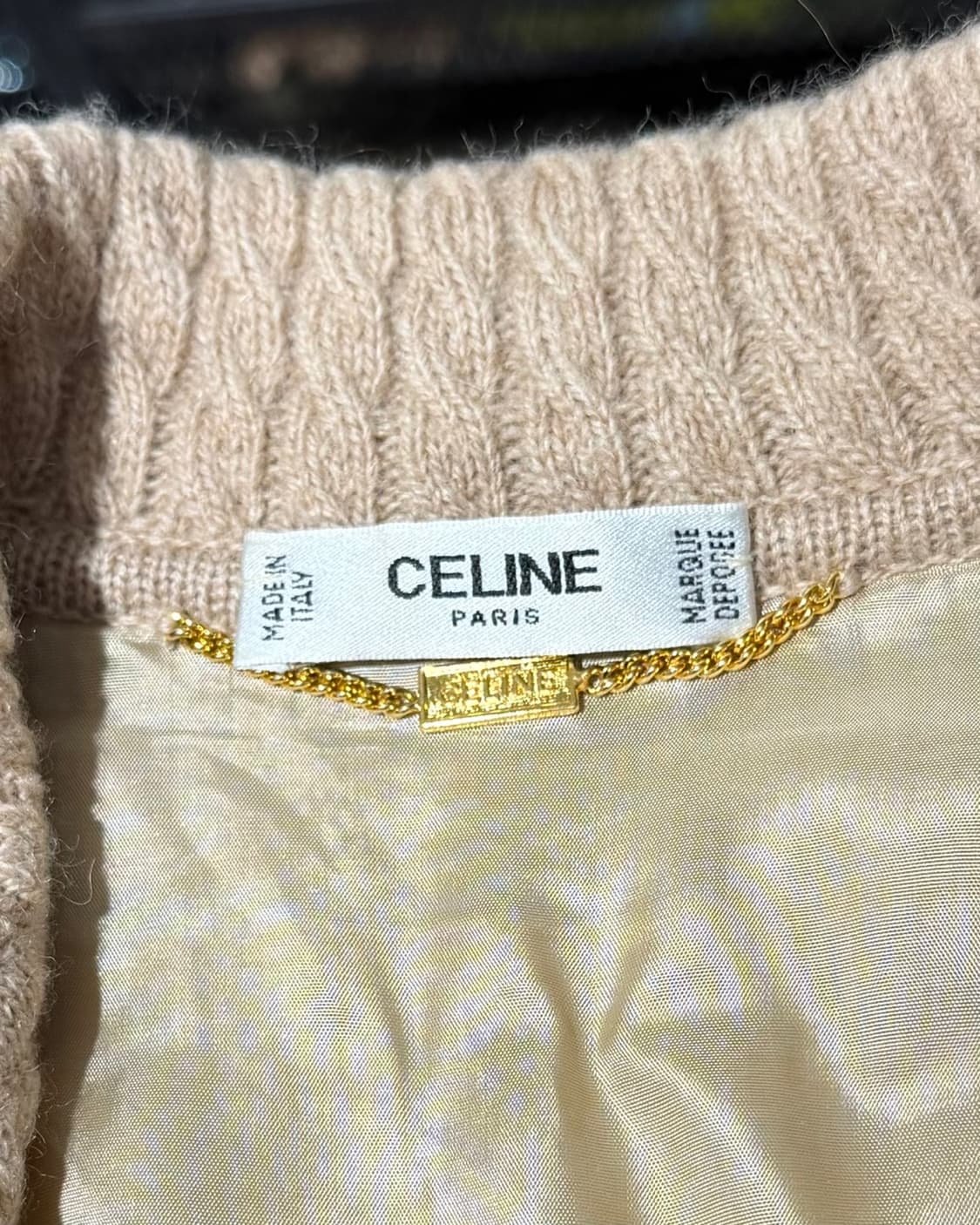 셀린느 베이지 금장 버튼 카라 롱 니트 가디건 상품이미지7