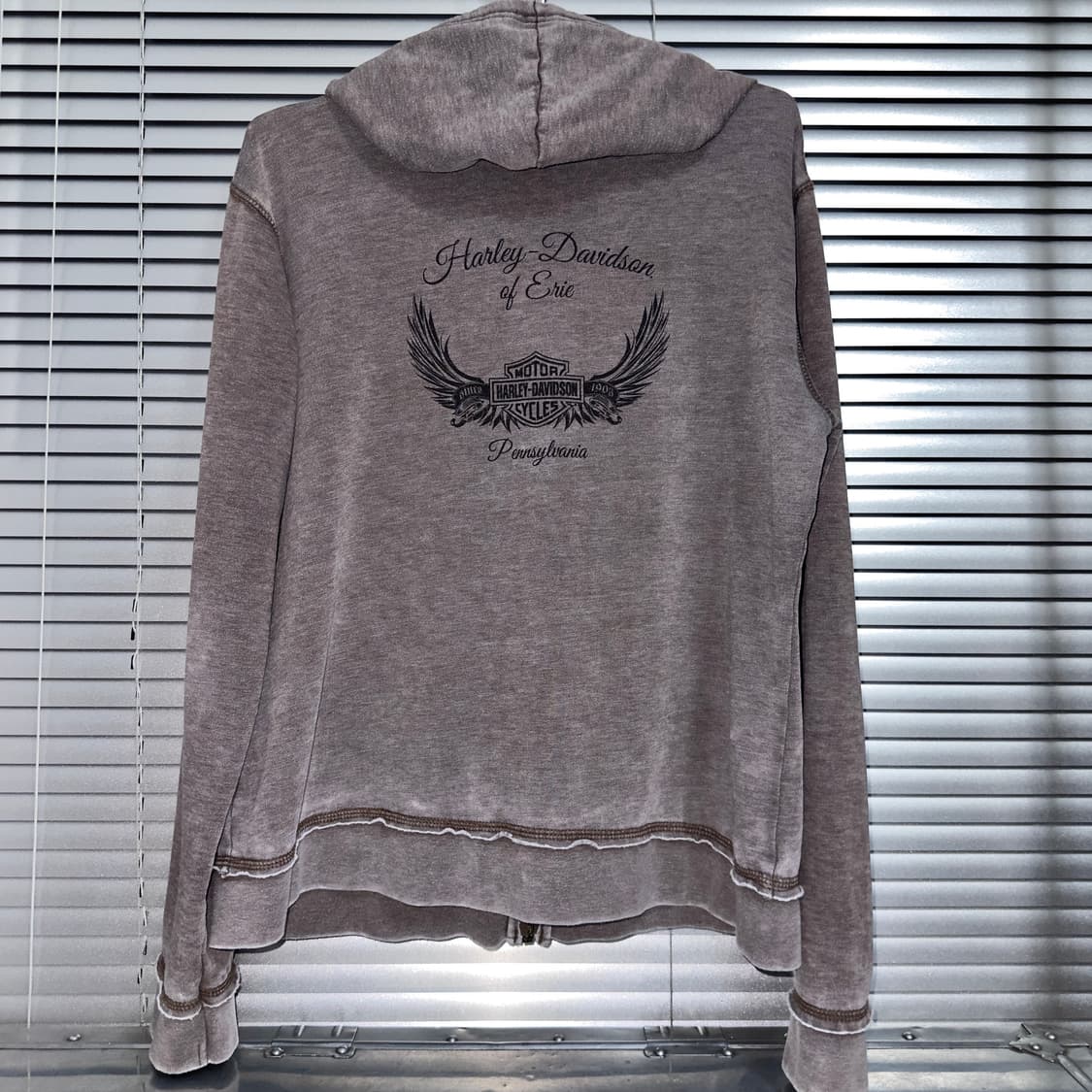 2000s 할리데이비슨 브라운 그래픽 후드 집업 상품이미지4