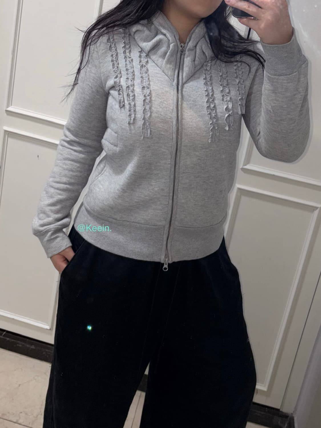 Ruffle grey hood zipup 상품이미지2