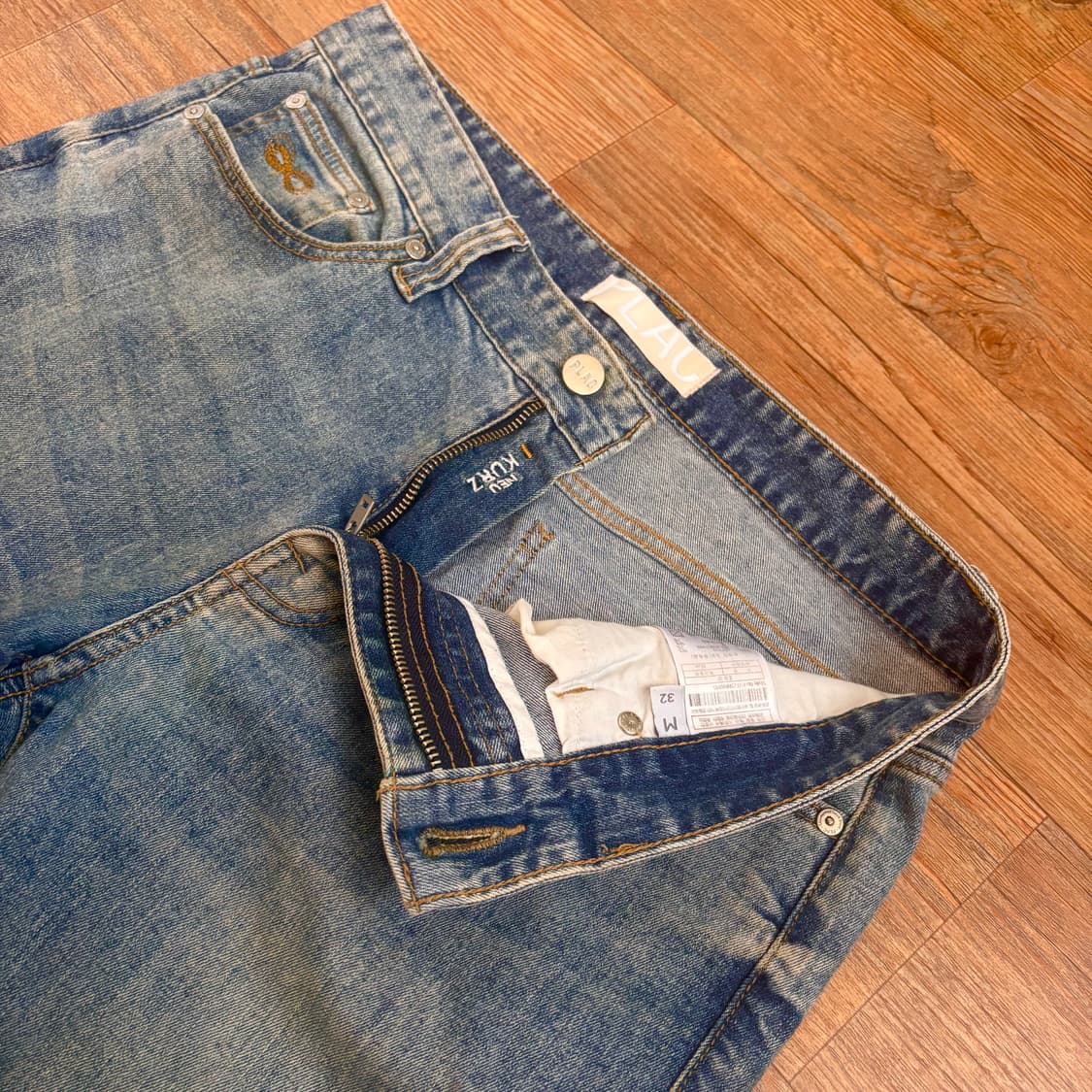 플랙진 32 데님 스판 슬림 테이퍼드 Neu Kurz 연청 크롭 상품이미지4