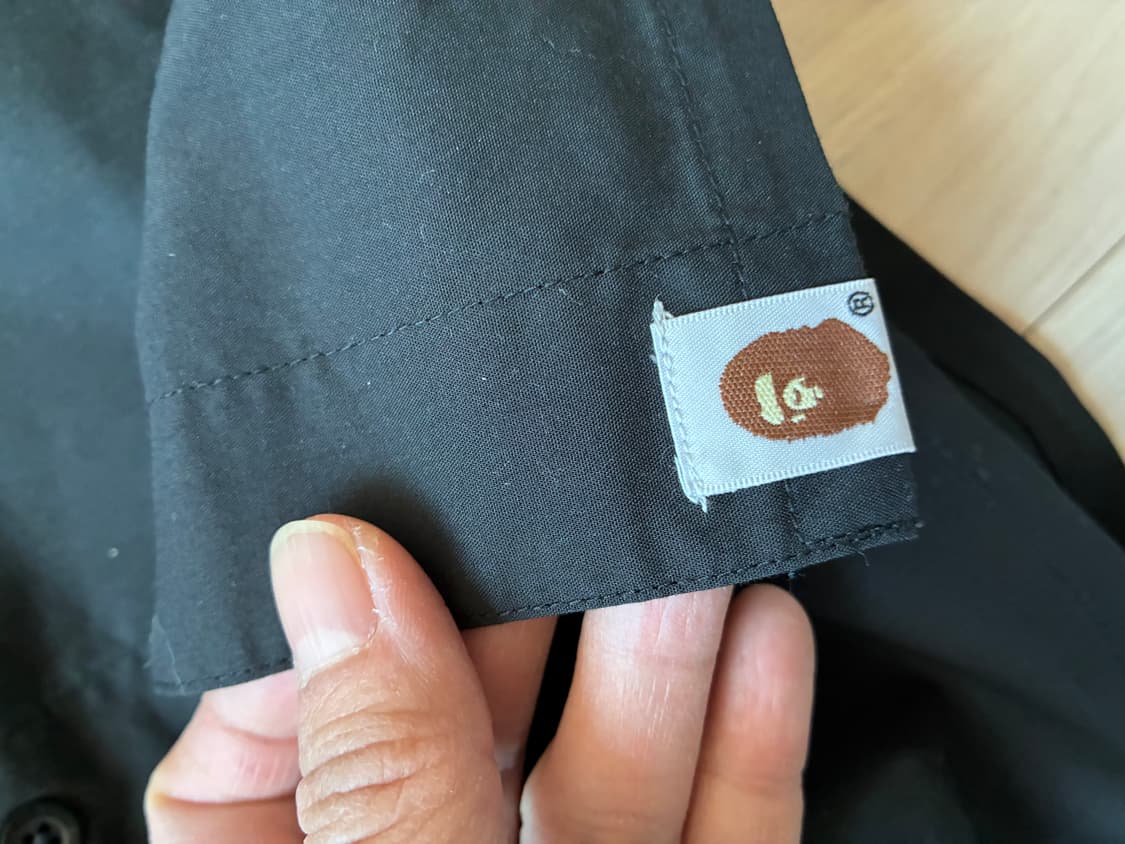 새제품) BAPE 베이프  밴드칼라 셔츠 블랙 L 상품이미지5