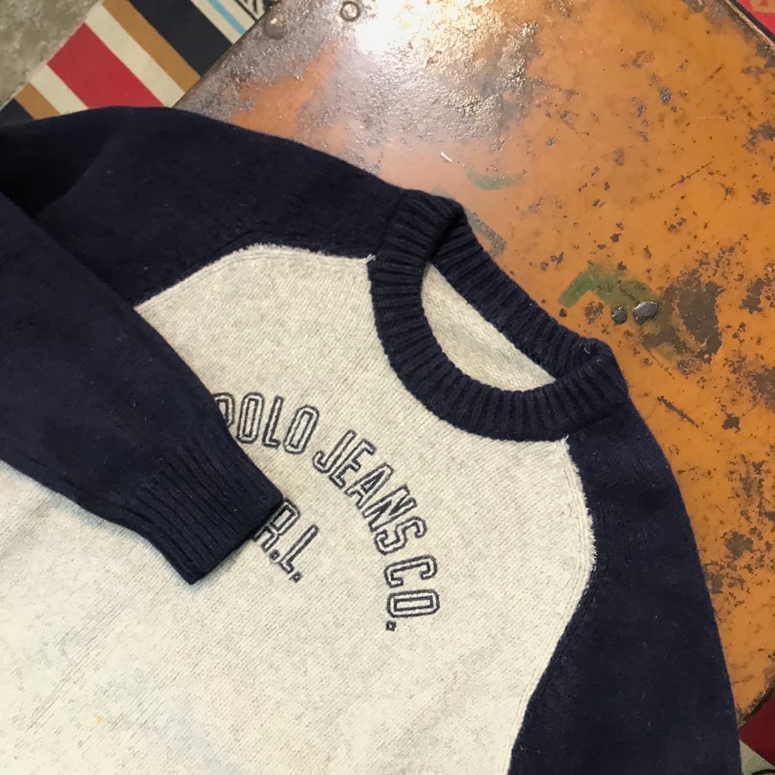 폴로랄프로렌 네이비 그레이 배색 나그랑 니트 남성 102 여성 프리사이즈 상품이미지3