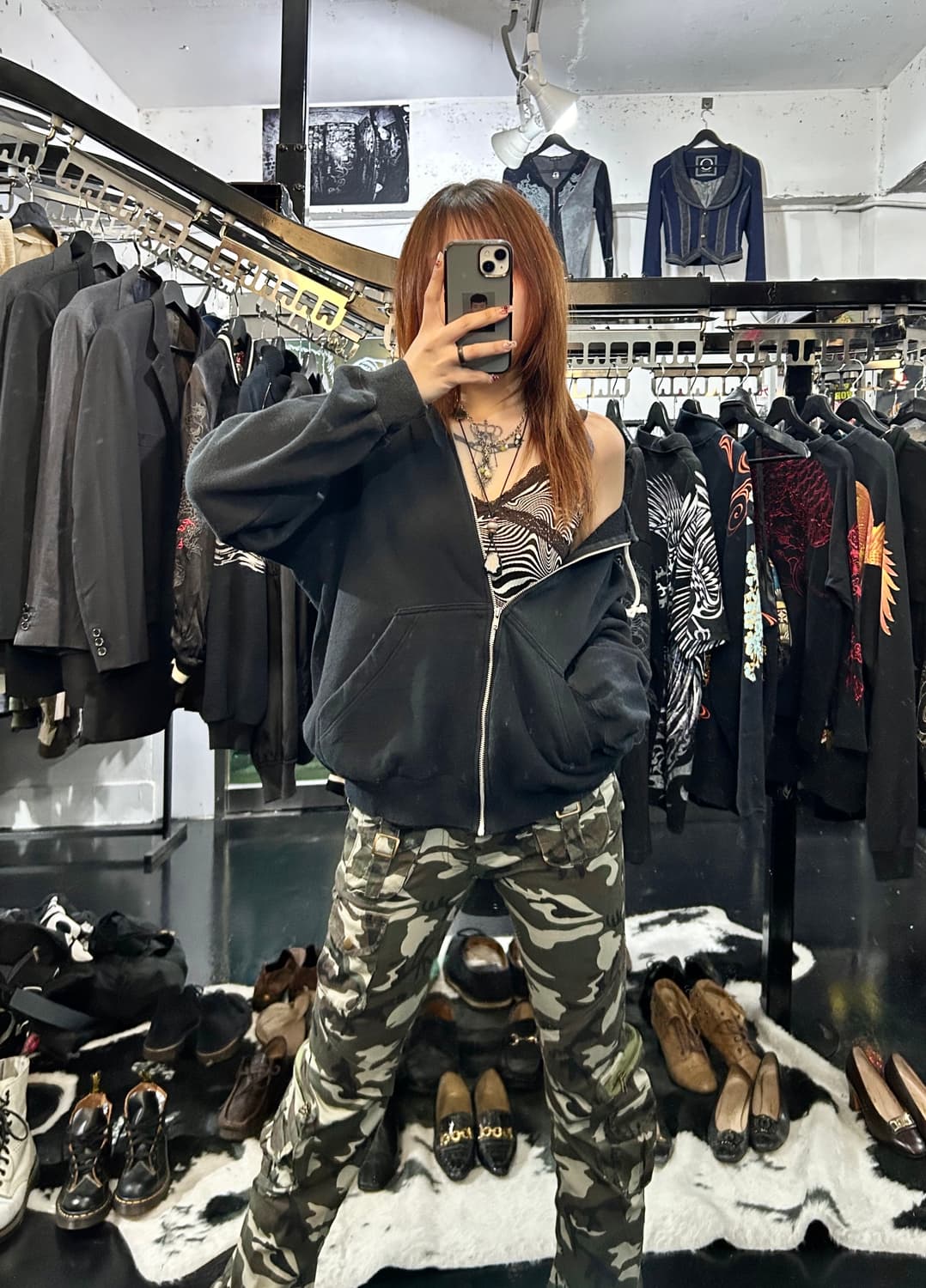 빈티지 y2k 무드 백프린팅 오버핏 후드집업 상품이미지2