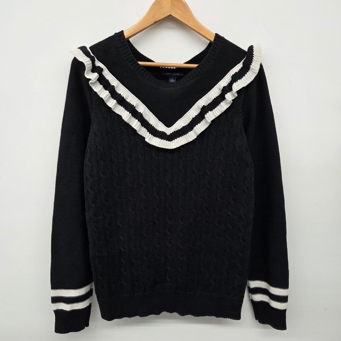 타미힐피거 블랙 프릴 니트 여L 상품이미지2