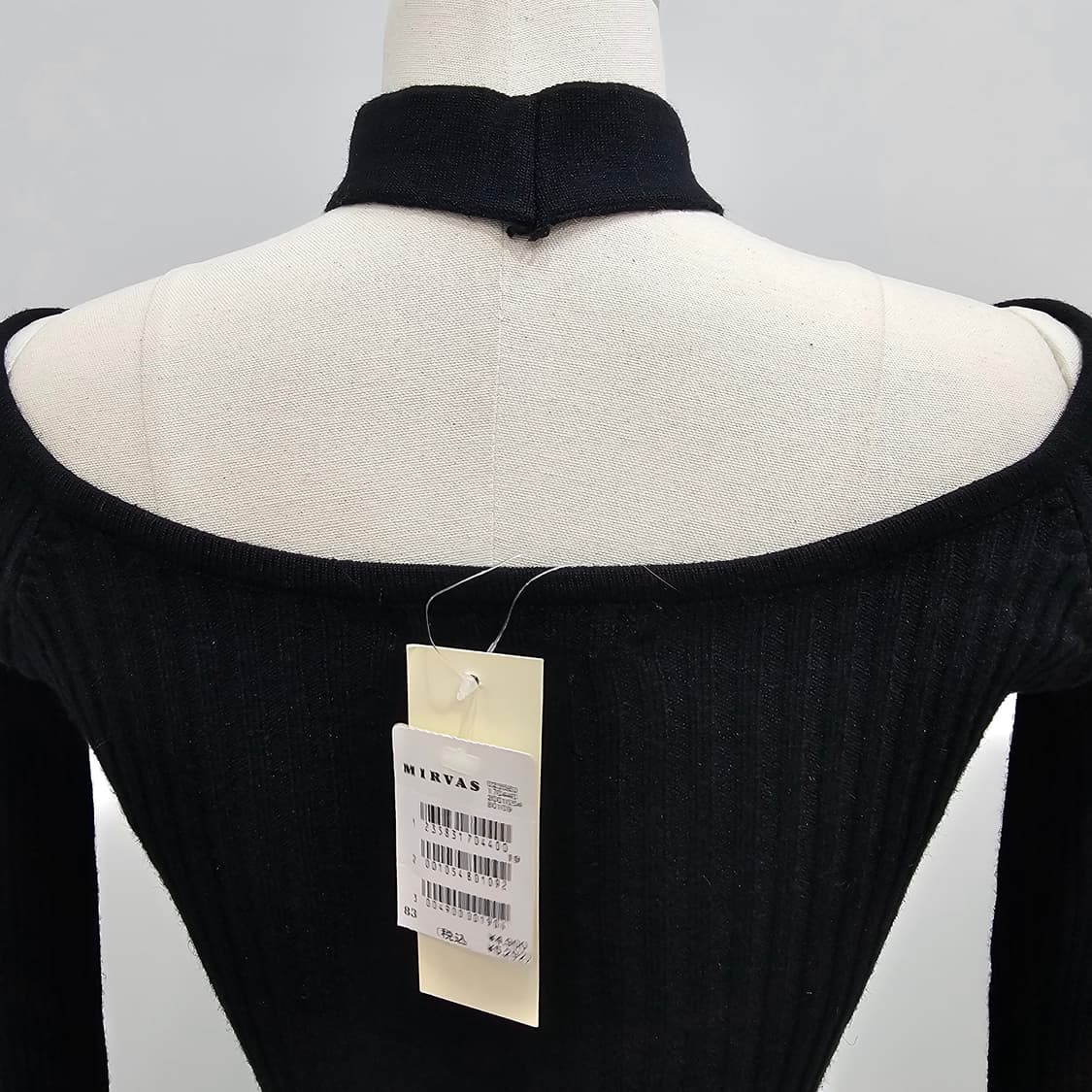 블랙 초커 오프숄더 골지 슬림핏 니트 상품이미지7