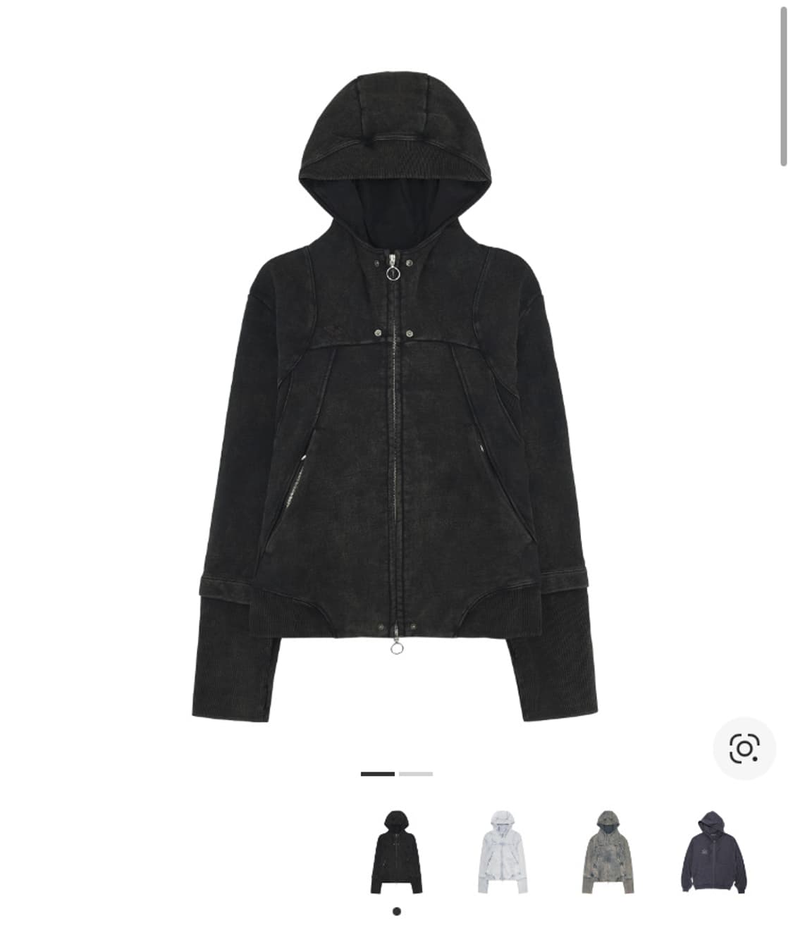 (M) 미스치프 롬버스 펀칭 후드 집업 워시드 블랙 상품이미지1