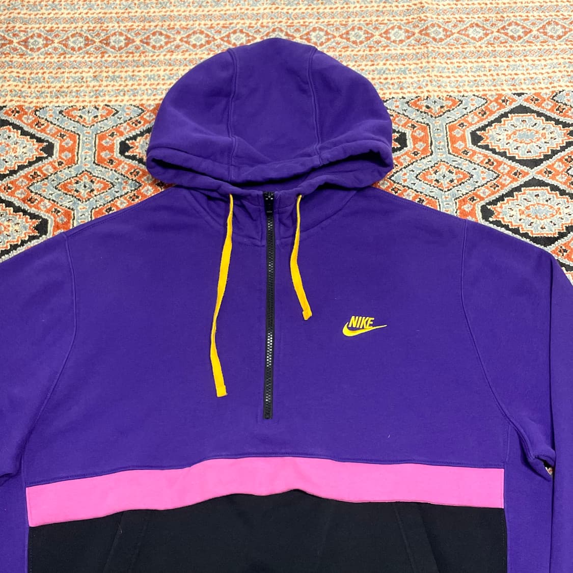 나이키 스펠로고 퍼플 콤비 반집업 기모 후드티셔츠 남성2XL 상품이미지2